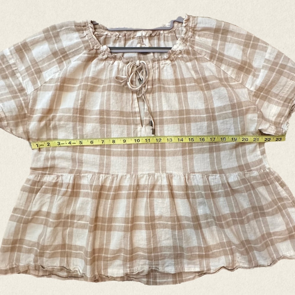 Anthropologie Pilcro The Bette Babydoll Short Sleeve Linen/Cotton Blend Blouse - Picture 7 of 11